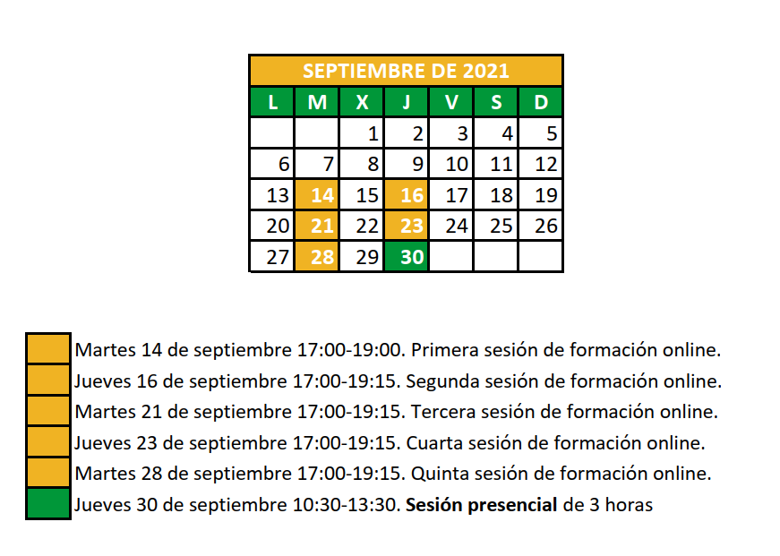Calendario de sesiones 
